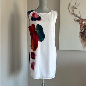 La Galeriste White Dress Watercolor Floral Print